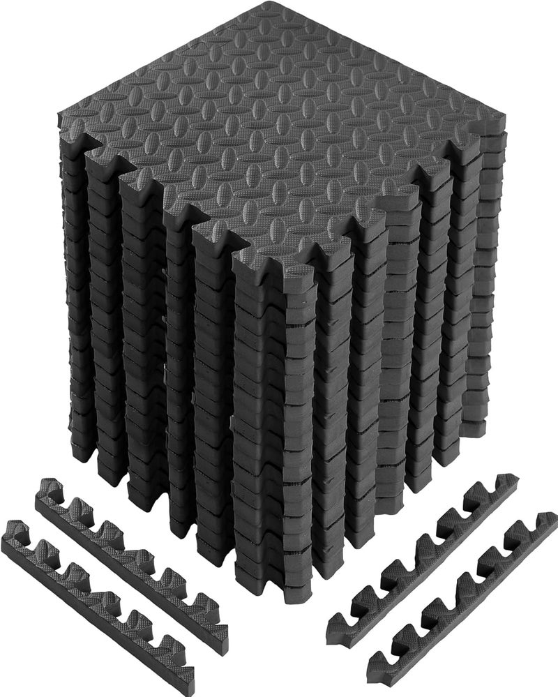 Arrowbash 12x12x1 Inch EVA Thick Interlocking Foam Floor Tiles Puzzle Exercise Mat Foam Mats for Home Gym Pets(Black,20) - Image 1